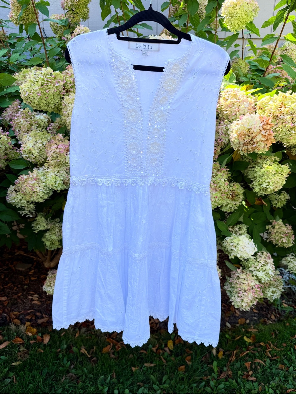 Bella Tu White Embroidered Mini Sundress
